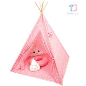 Детска Палатка за Игра Типи + Мека Постелка с Вата Pink Star