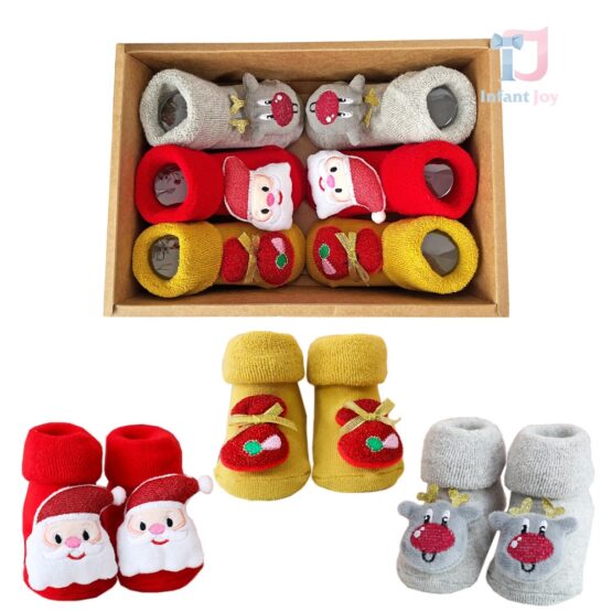 Комплект от 3 ч. Зимни Коледни Чорапи Christmas Joy + Подаръчна Кутия