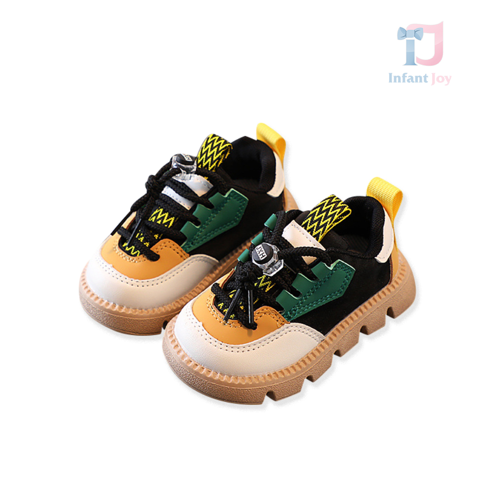 Спортни Обувки/Сникърси от Еко Кожа с Връзки и Грайфер Black & Yellow