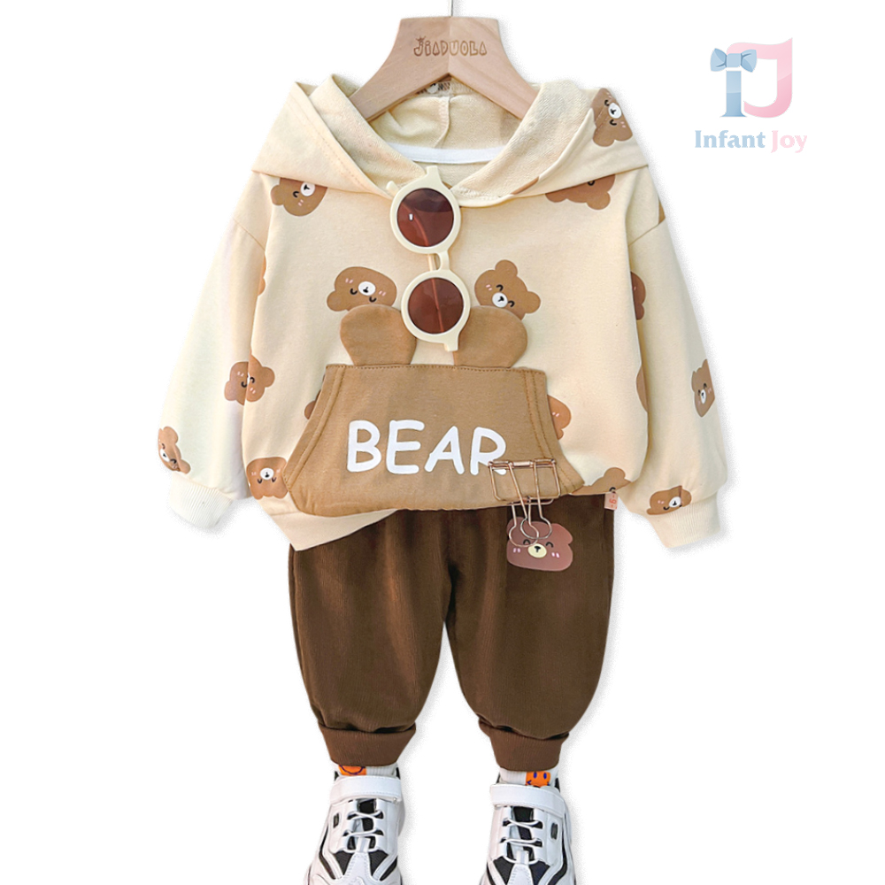Комплект от Суитшърт с Качулка и Джинсов Панталон Mini Choco Bears – 2 части